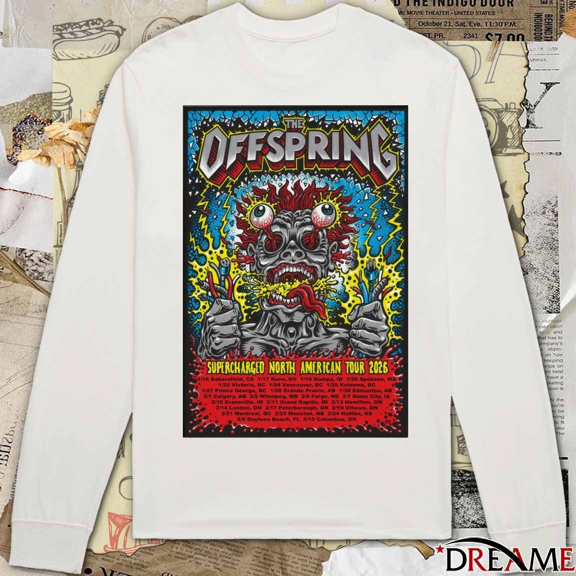 Poster The Offspring Supercharged North American 2026 Tour t-shirt