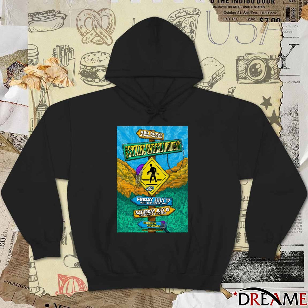 Poster The String Cheese Incident Red Rocks Shows On July 17-18 2026 In Morrison CO t-shirt