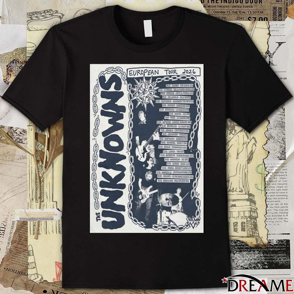 Poster The Unknowns European Tour 2026 February 06 – March 01 t-shirt
