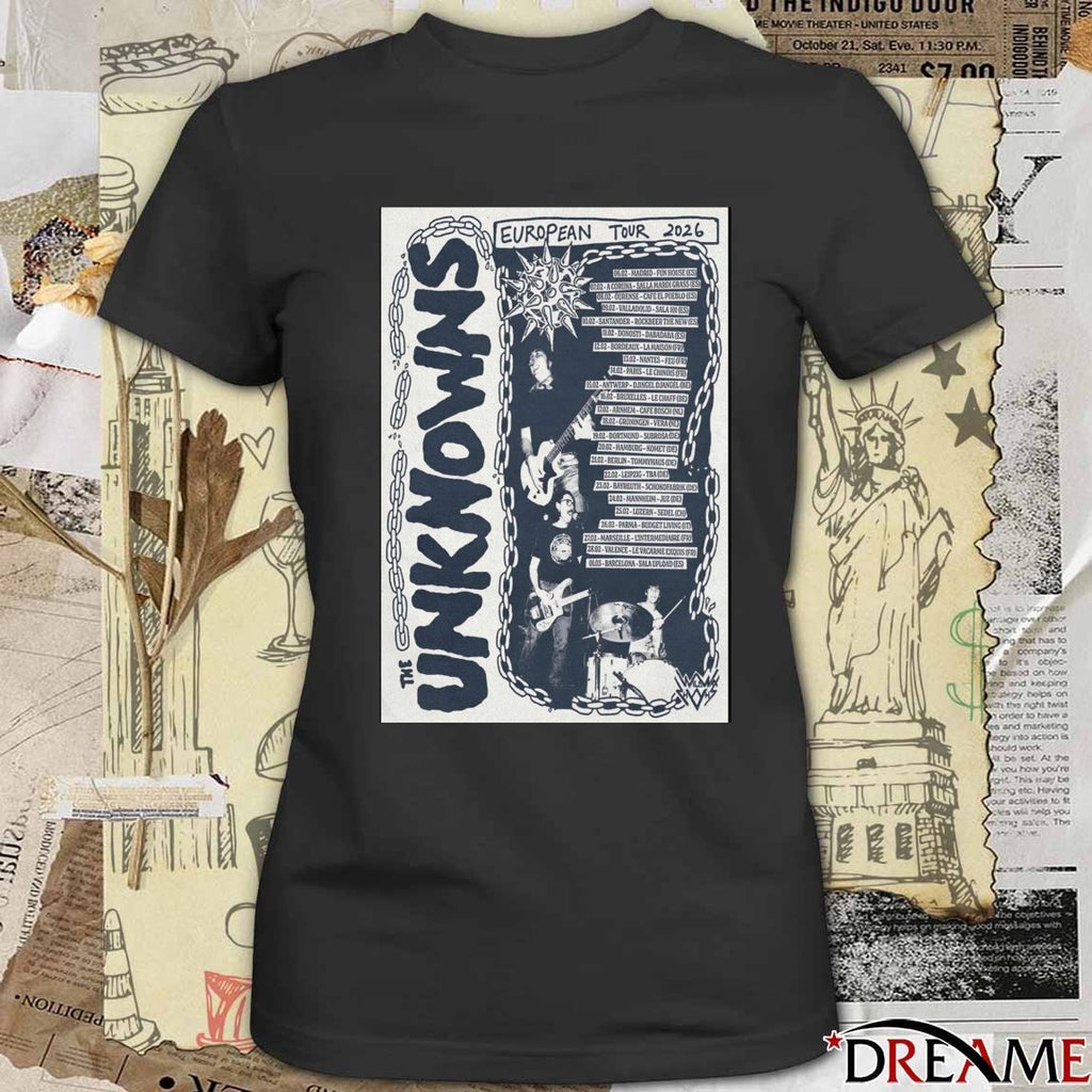 Poster The Unknowns European Tour 2026 February 06 – March 01 t-shirt