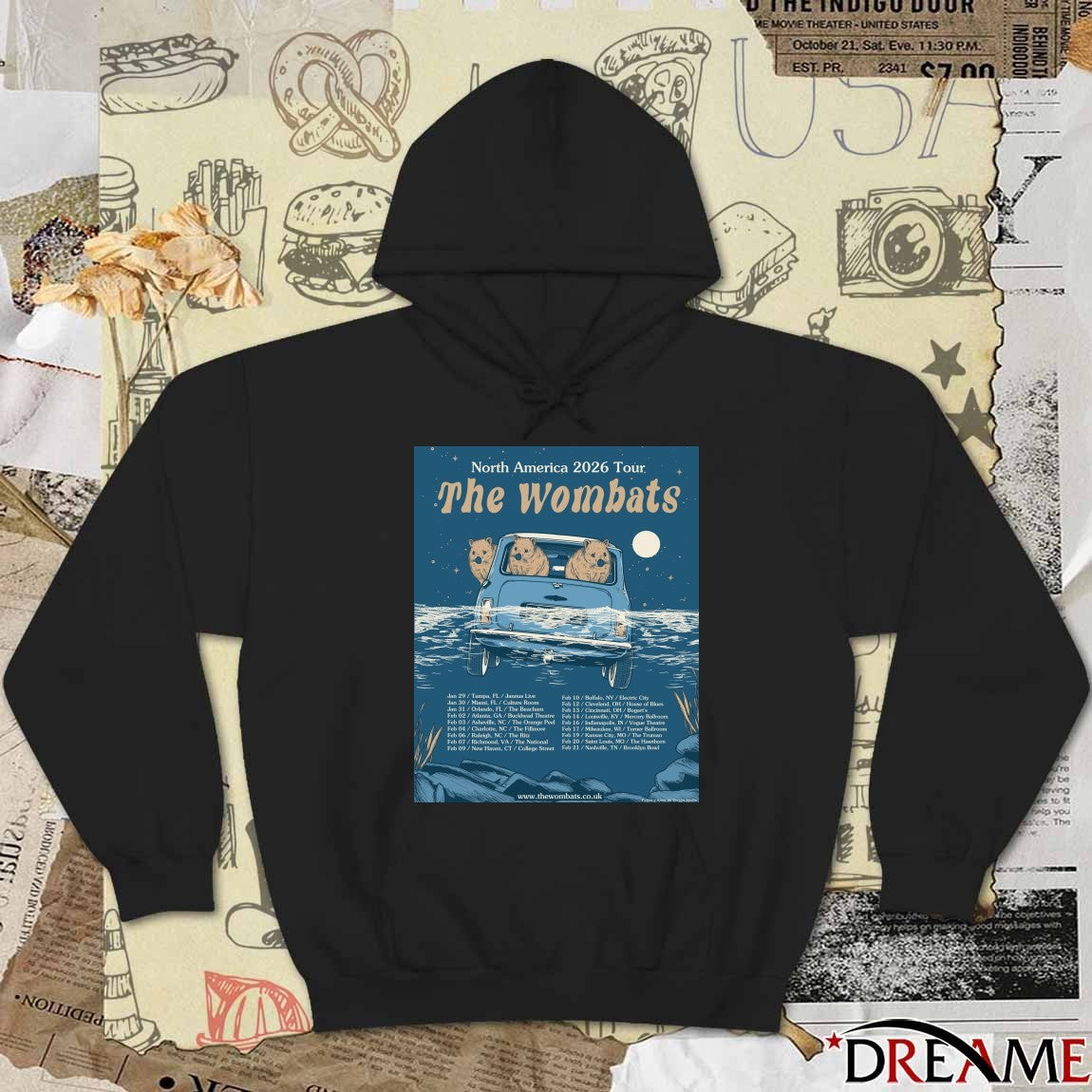 Poster The Wombats North America 2026 Tour January 29 – February 21, 2026 t-shirt