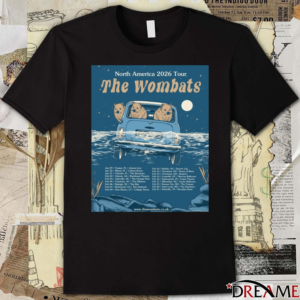 Poster The Wombats North America 2026 Tour January 29 – February 21, 2026 t-shirt