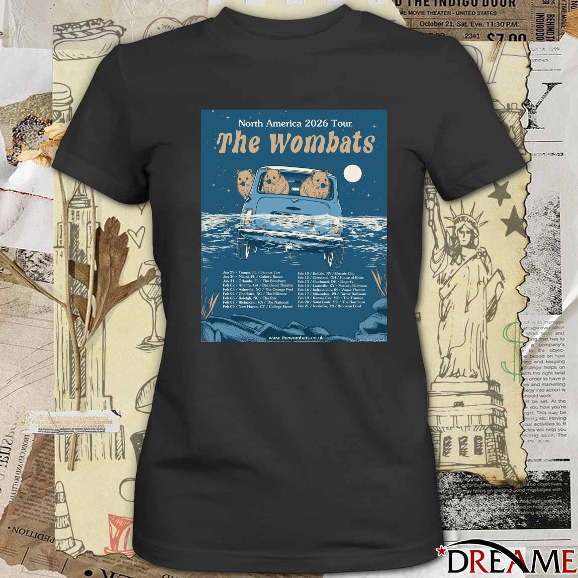 Poster The Wombats North America 2026 Tour January 29 – February 21, 2026 t-shirt