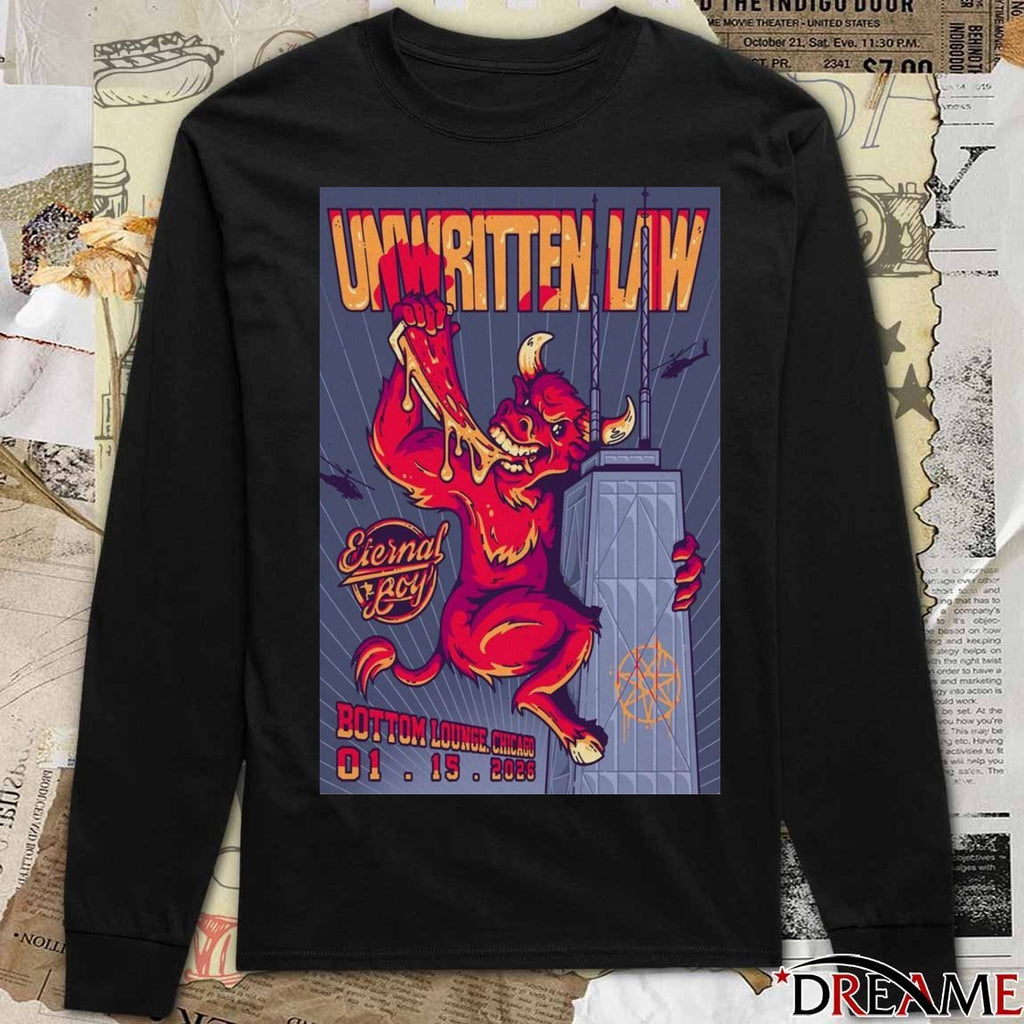 Poster Unwritten Law January 15 2026 Bottom Lounge Chicago t-shirt