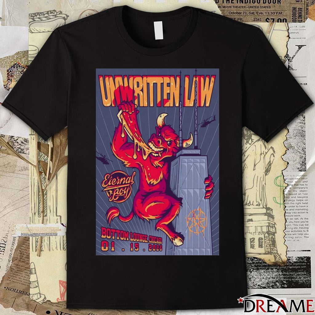 Poster Unwritten Law January 15 2026 Bottom Lounge Chicago t-shirt