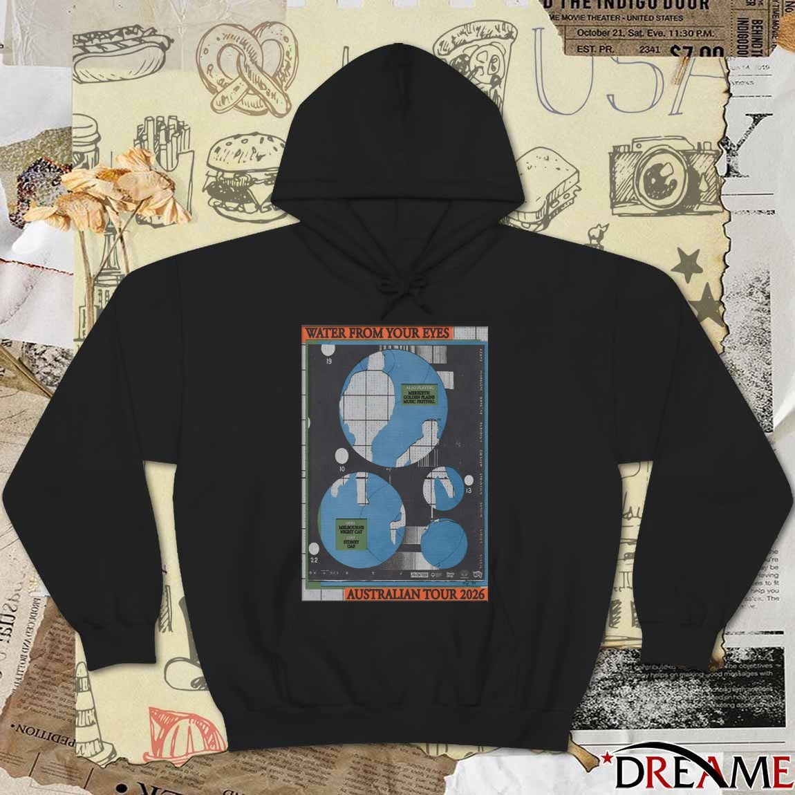 Poster Water From Your Eyes AUS 2026 Tour Also Playing Meredith Golden Plains Music Festival t-shirt