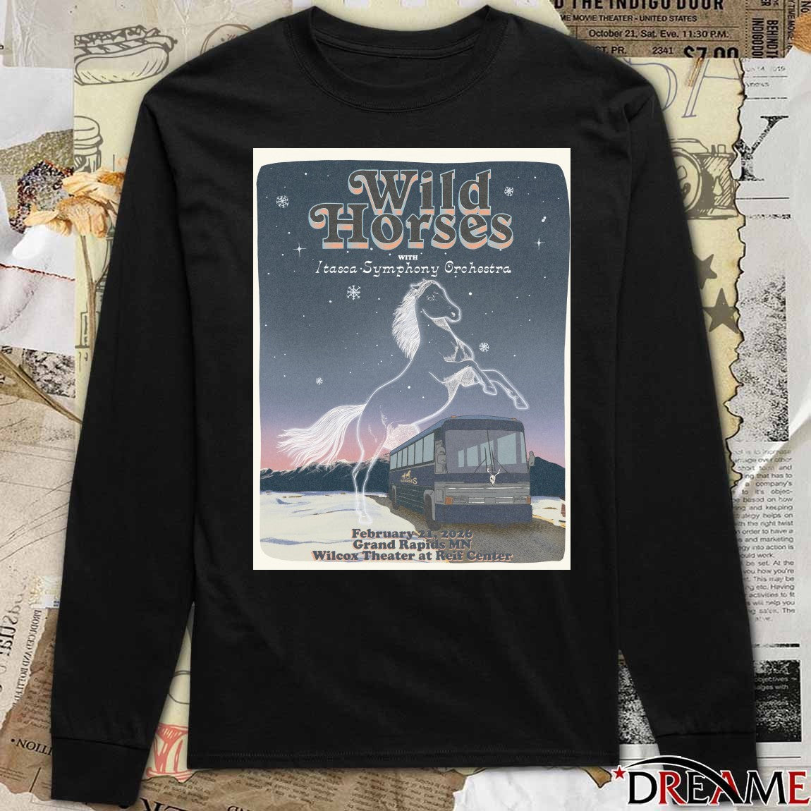 Poster Wild Horses February 21 2026 Grand Rapids MN Wilcox Theater At Reif Center Tour t-shirt