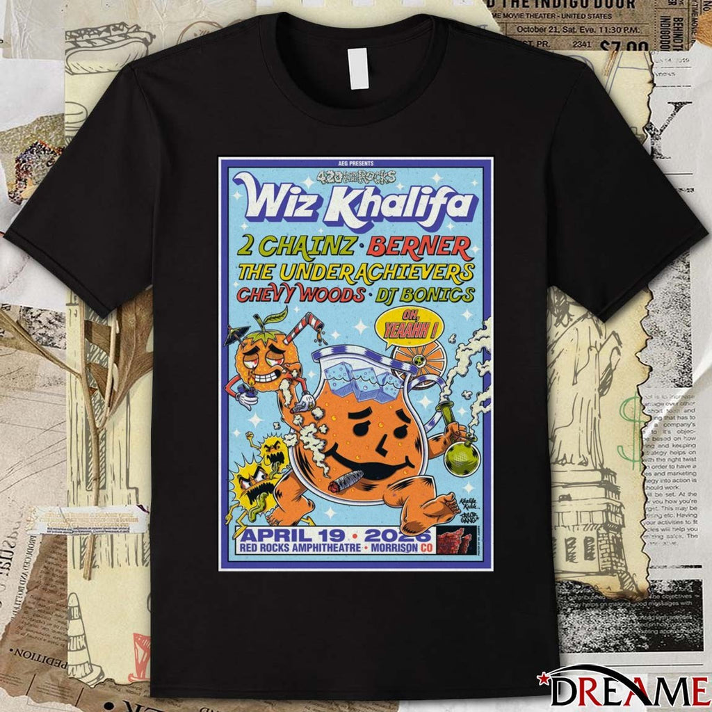 Poster Wiz Khalifa Morrison Colorado Concert April 19 2026 Red Rocks Amphitheatre t-shirt
