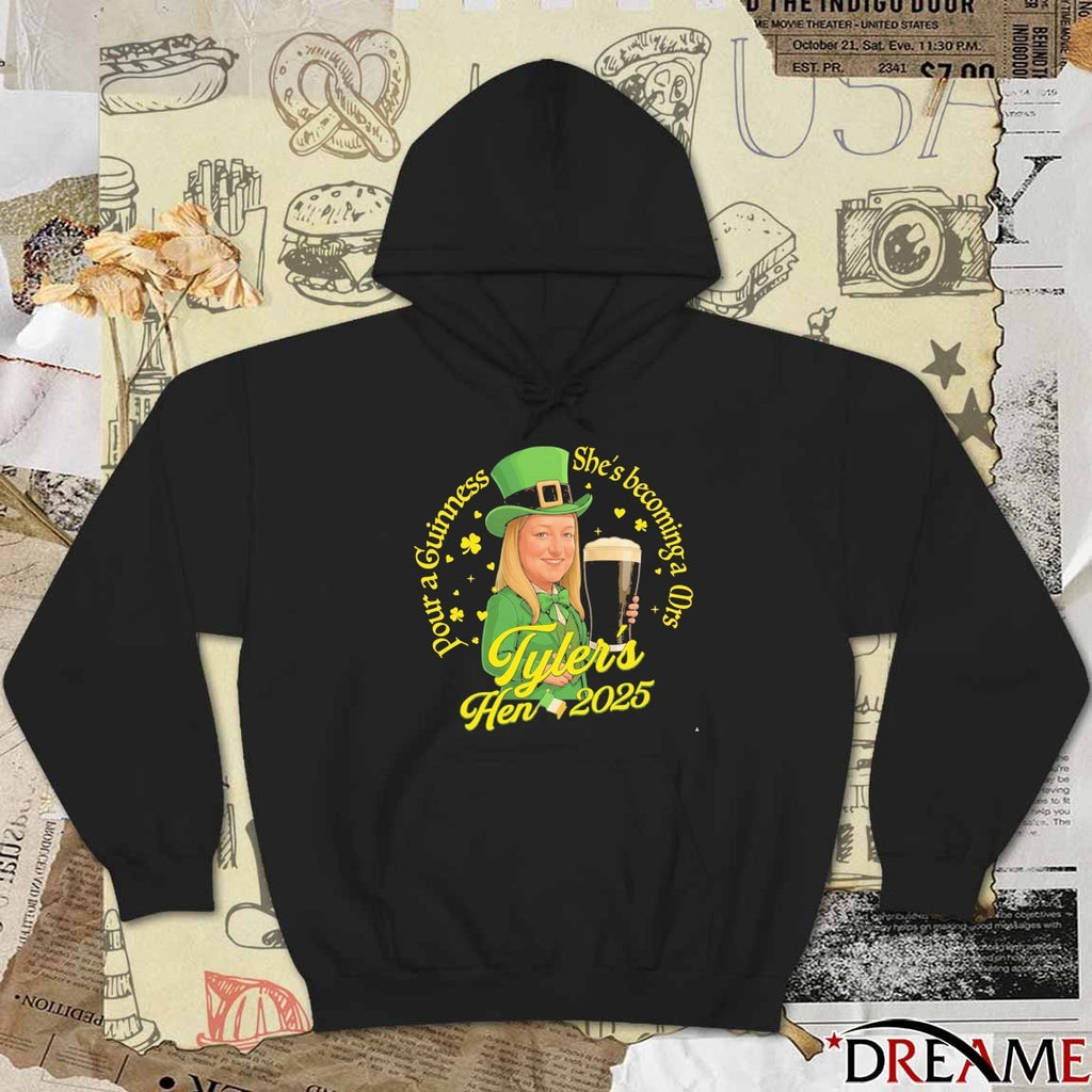 Pour A Guinness She’s Becoming A Mrs Tyler’s Hen 2025 t-shirt