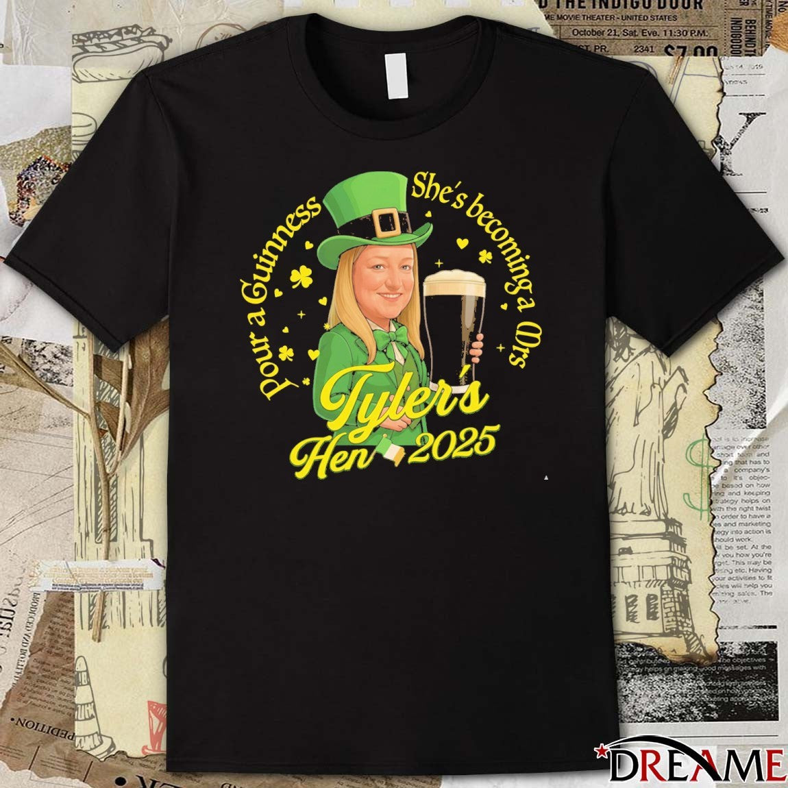 Pour A Guinness She’s Becoming A Mrs Tyler’s Hen 2025 t-shirt