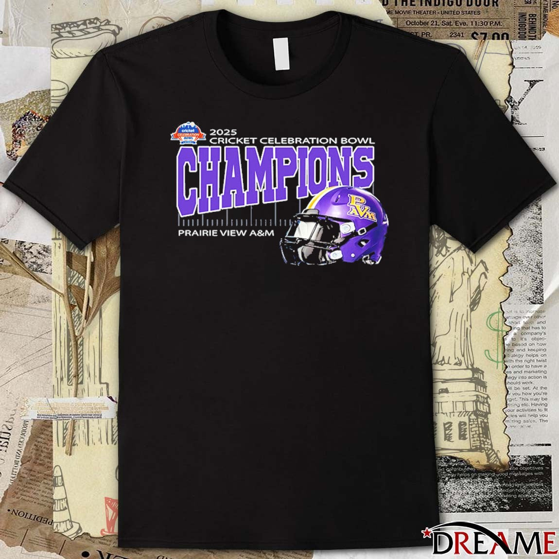 Prairie View A&M 2025 Cricket Celebration Bowl Champions Mercedes-Benz Stadium Atlanta GA Helmet t-shirt