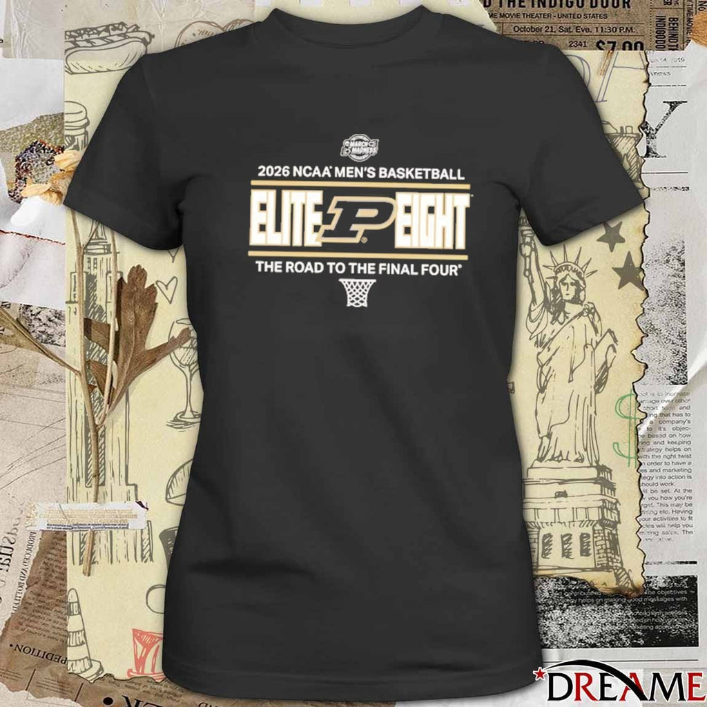 Purdue Boilermakers 2026 NCAA Men’s Basketball Elite 8 Bound The Road To The Final Four t-shirt