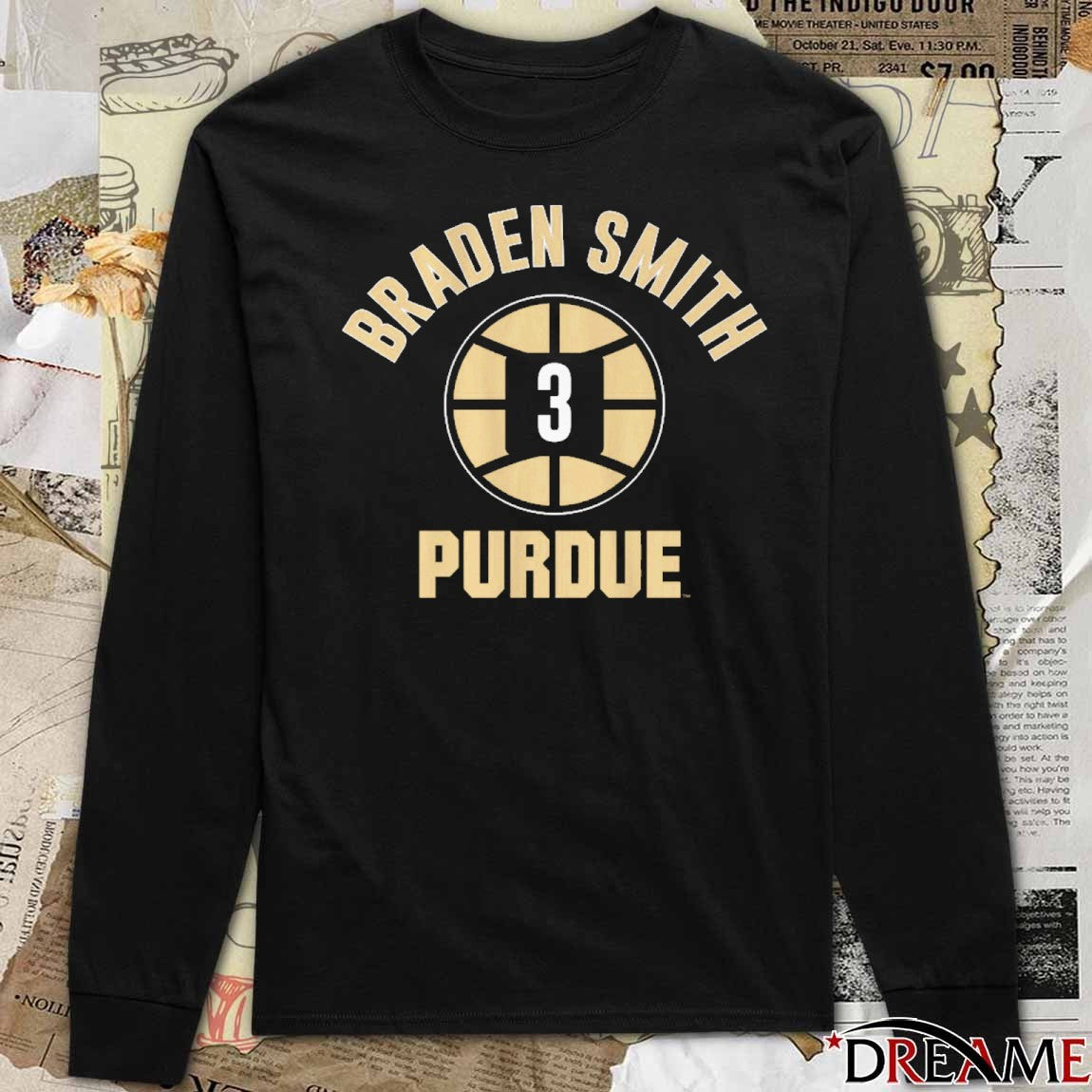 Purdue Boilermakers Basketball Braden Smith Name Number Ball 3 t-shirt