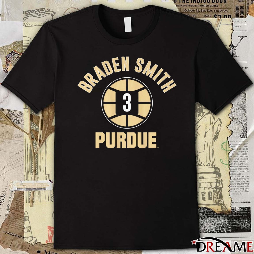 Purdue Boilermakers Basketball Braden Smith Name Number Ball 3 t-shirt