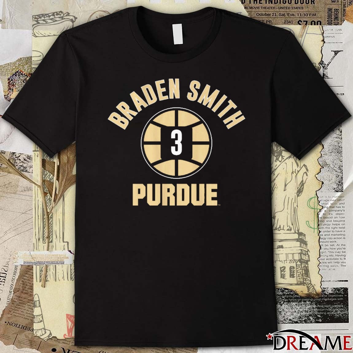 Purdue Boilermakers Basketball Braden Smith Name Number Ball 3 t-shirt