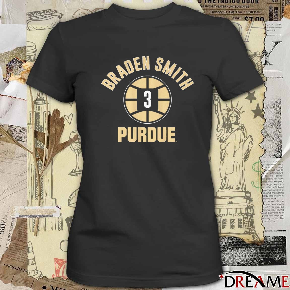 Purdue Boilermakers Basketball Braden Smith Name Number Ball 3 t-shirt