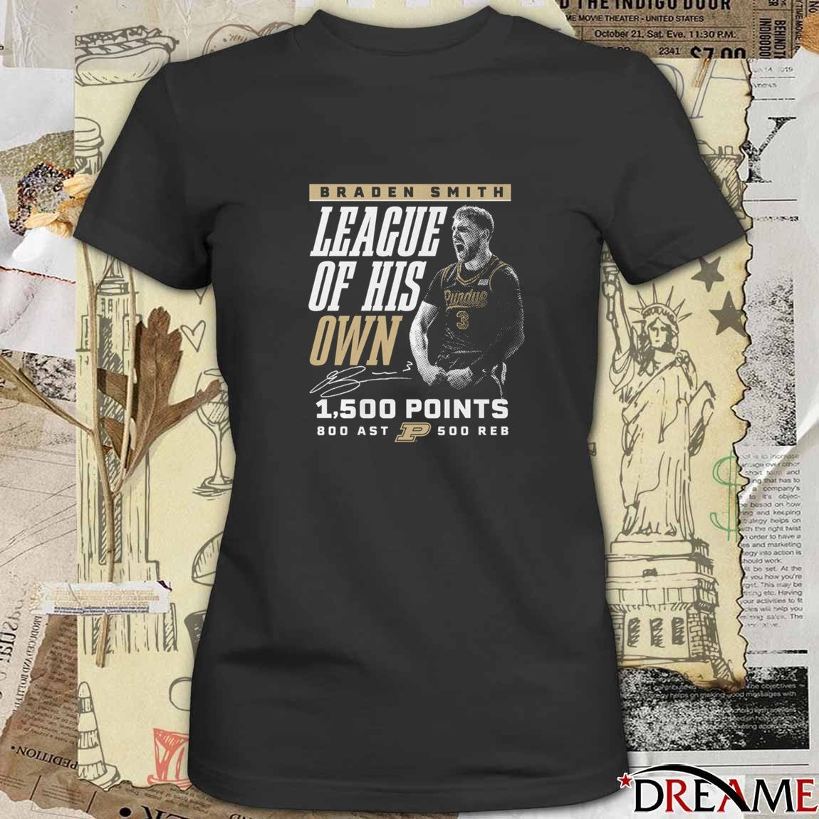 Purdue Boilermakers Braden Smith League Of His Own 1500 Points 800 Ast 500 Reb Milestone Signature t-shirt