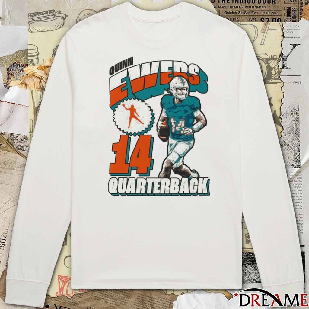 Quinn Ewers 90s Style Miami Dolphins 14 Quarterback Draft t-shirt