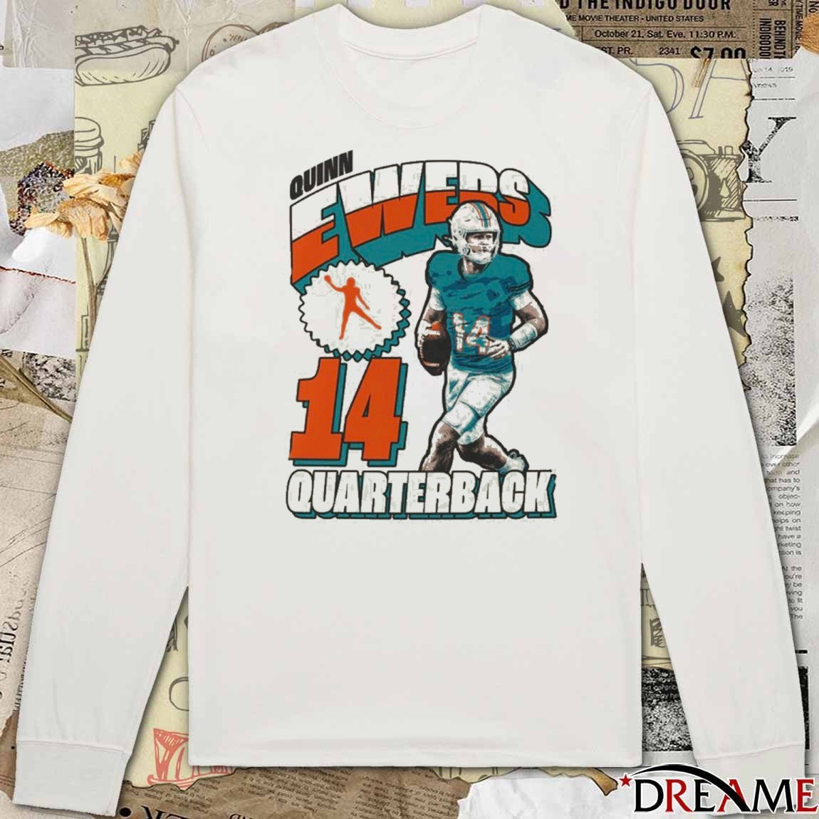 Quinn Ewers 90s Style Miami Dolphins 14 Quarterback Draft t-shirt