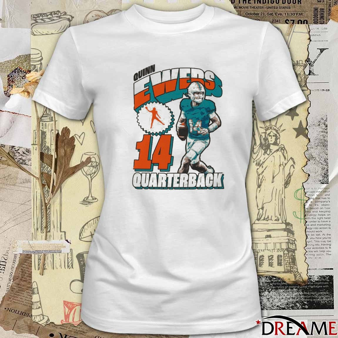 Quinn Ewers 90s Style Miami Dolphins 14 Quarterback Draft t-shirt
