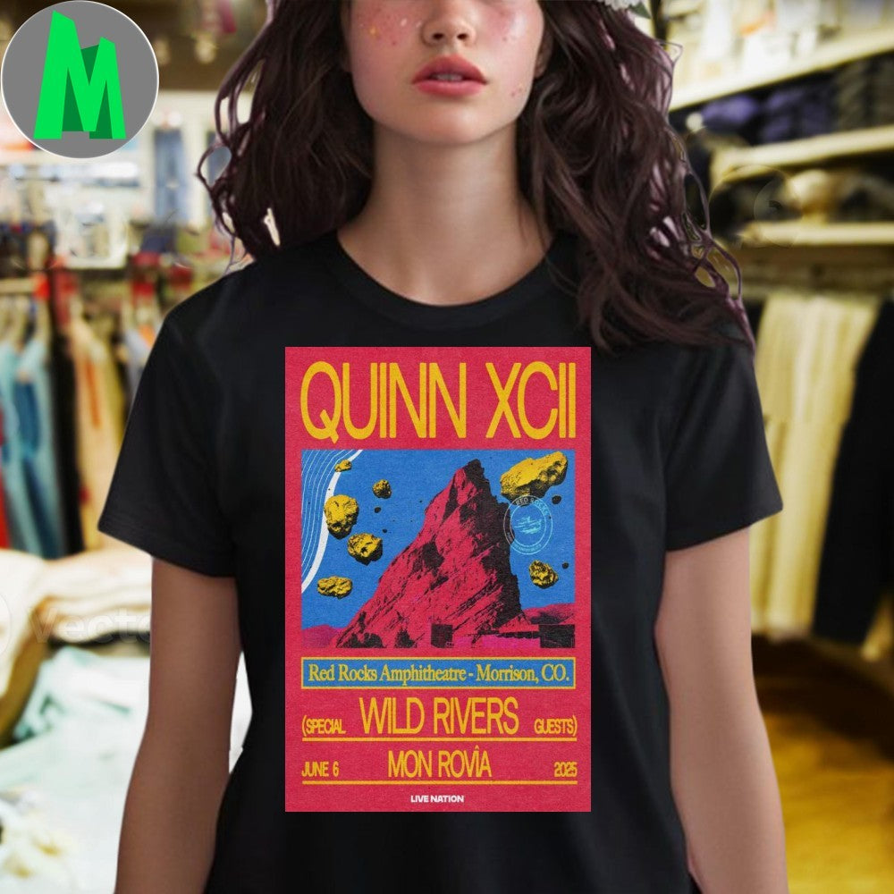 Quinn XCII Red Rocks Amphitheatre Morrison CO June 6 2025 Concert Poster T-Shirt