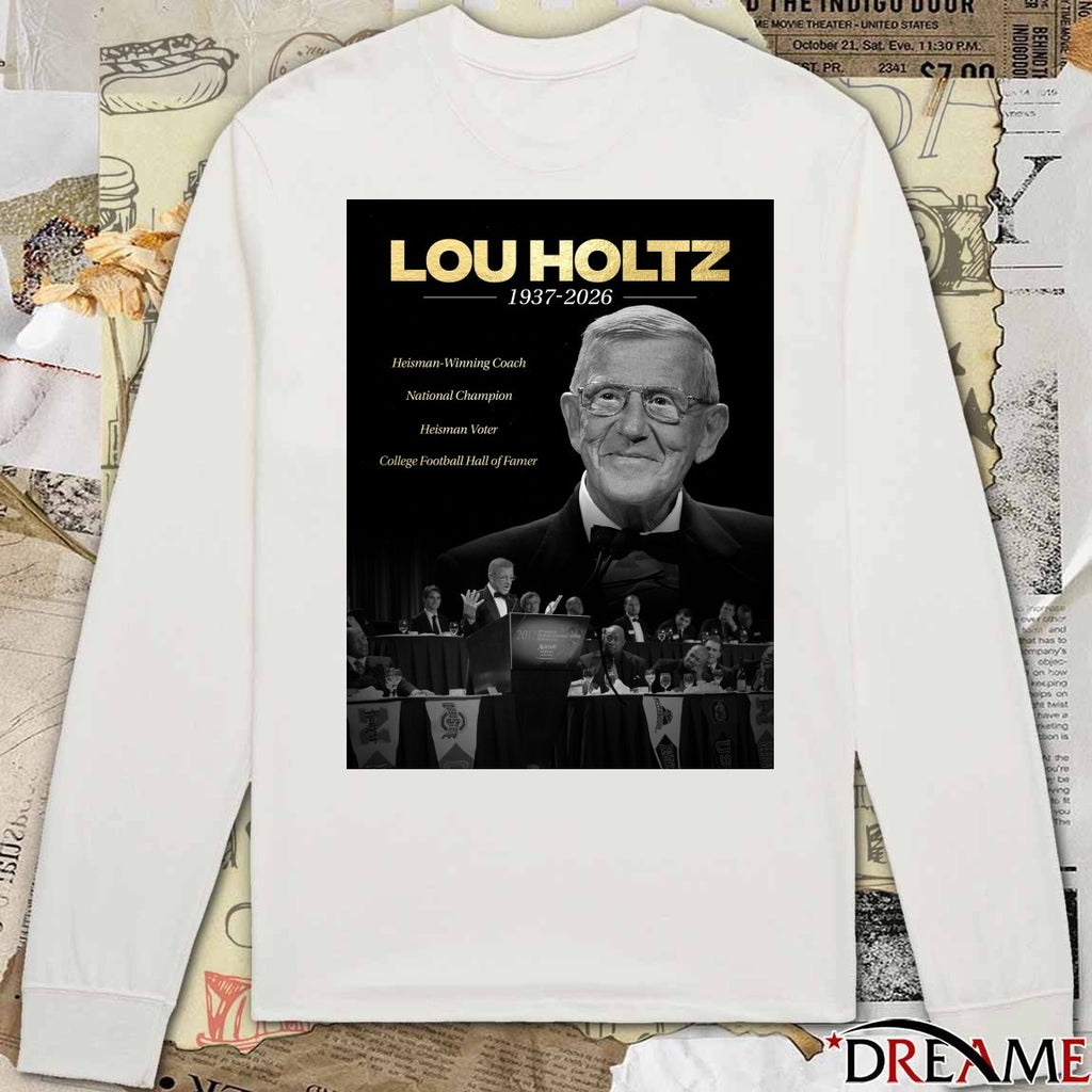 RIP Coach Lou Holtz 1937 – 2026 The Heisman Trophy Poster t-shirt