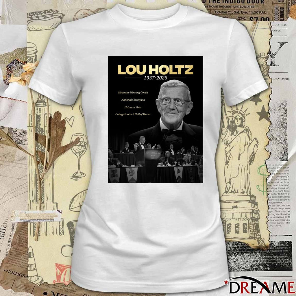 RIP Coach Lou Holtz 1937 – 2026 The Heisman Trophy Poster t-shirt