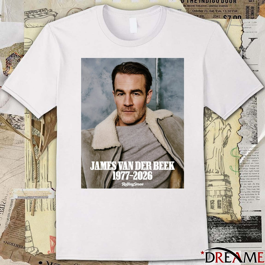 RIP James Van Der Beek Has Died At Age 48 1978 – 2026 Rolling Stone Poster t-shirt