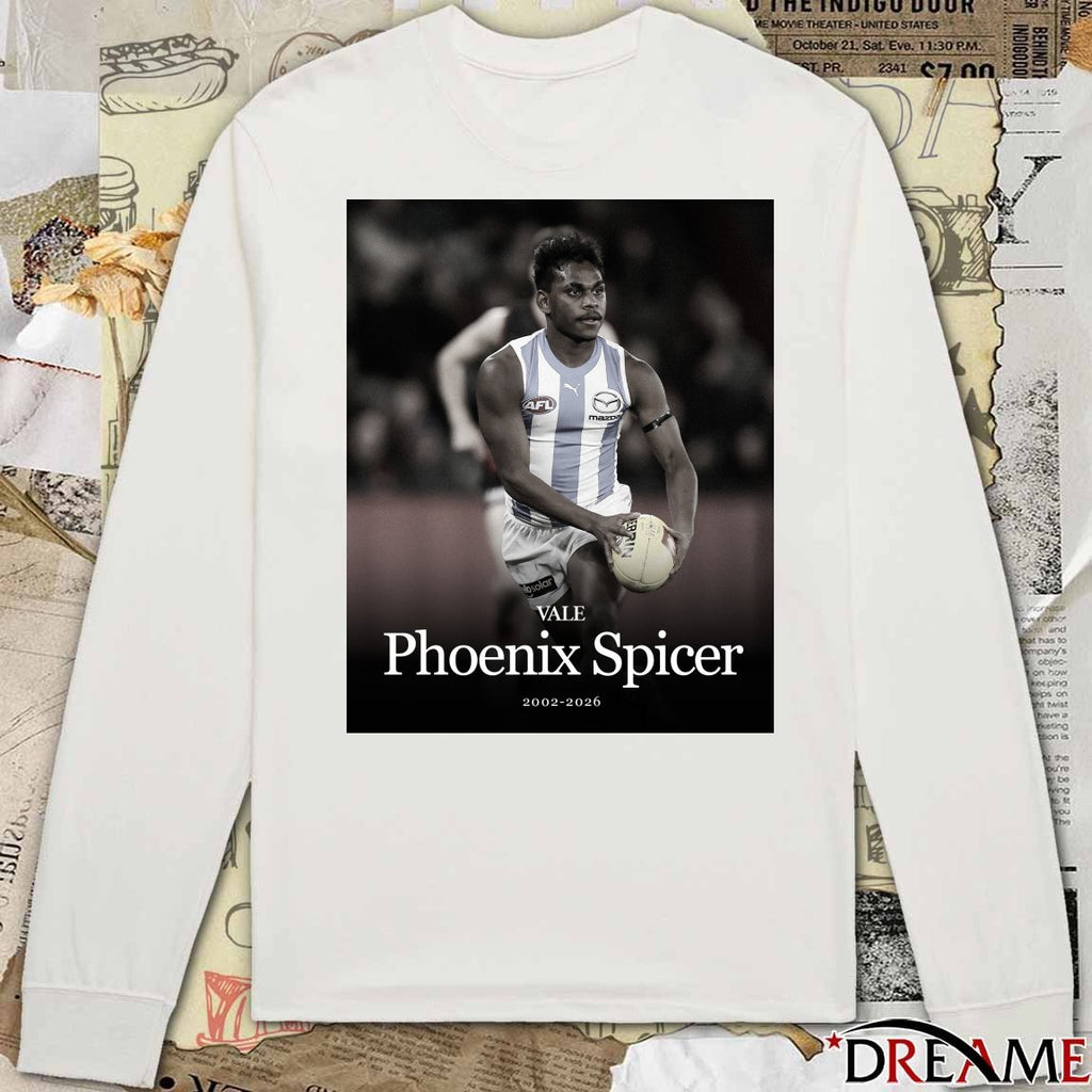RIP Vale Phoenix Spicer 2002 – 2026 Fox Footy Poster t-shirt