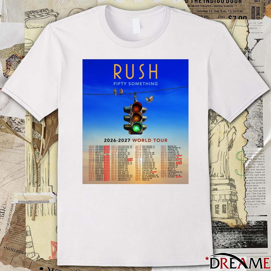 RUSH Fifty Something World Tour 2026 – 2027 Poster t-shirt