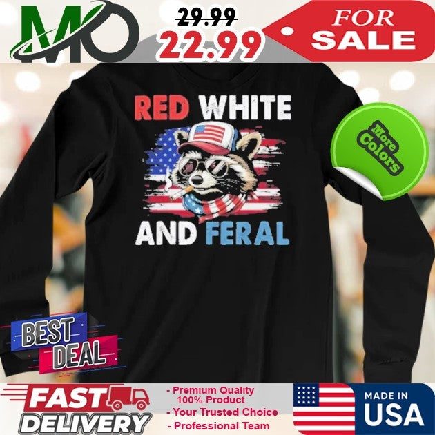 Raccoon 4th Of July Patriotic Flag Red White And Feral Shirt