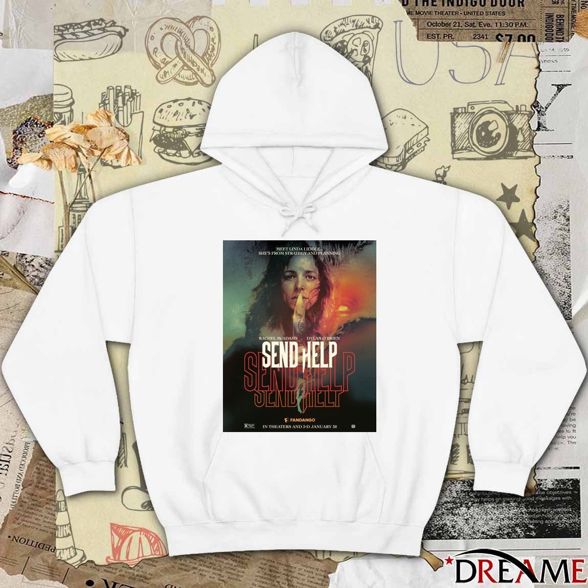 Rachel McAdams and Dylan O’Brien Send Help In Theaters And 3-D January 30 2026 Poster t-shirt