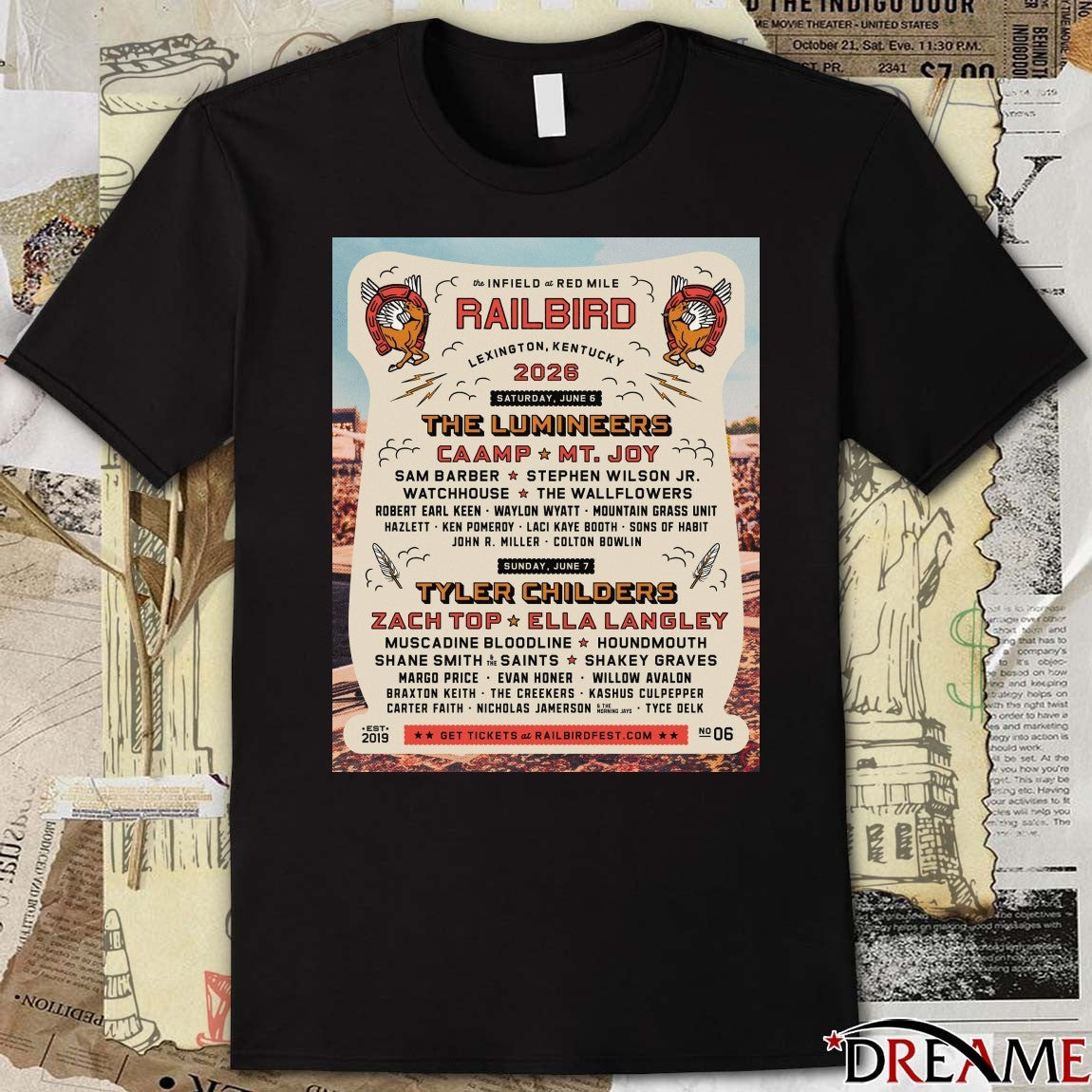 Railbird Lexington Kentucky June 6 2026 The Lumineers, June 7 Tyler Childers Poster t-shirt