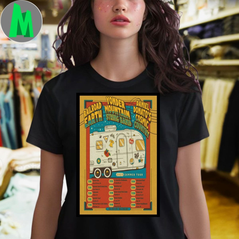 Railroad Earth Yonder Mountain String Band Daniel Donato’s Cosmic Country 2025 Summer Tour T-Shirt Music Festival Graphic Tee