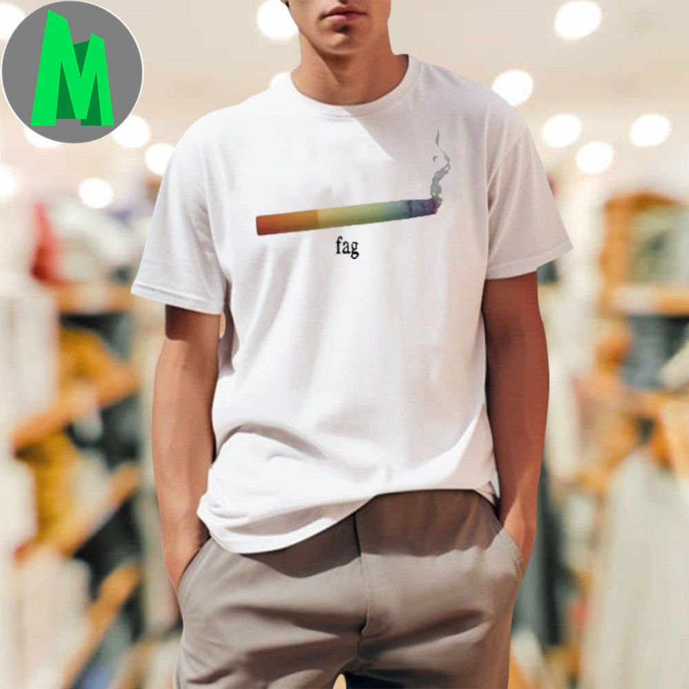 Rainbow Cigarette ‘F g’ Satire Graphic T-Shirt – Edgy LGBTQ+ & Pop Culture Statement Tee