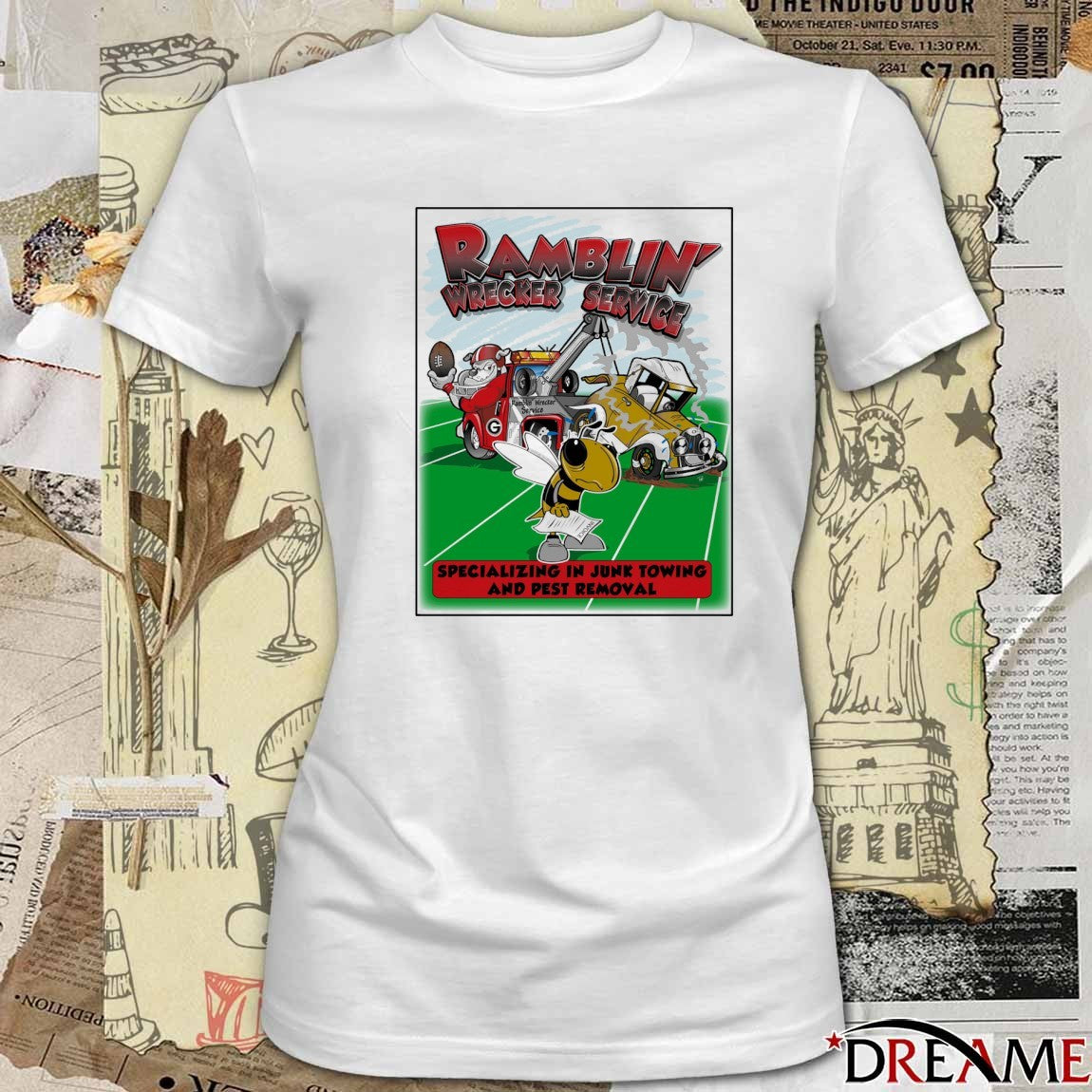 Ramblin’ Wrecker Service Specializing In Junk Towing And Pest Removal Georgia Bulldogs Vs Georgia Tech Yellow Jackets t-shirt