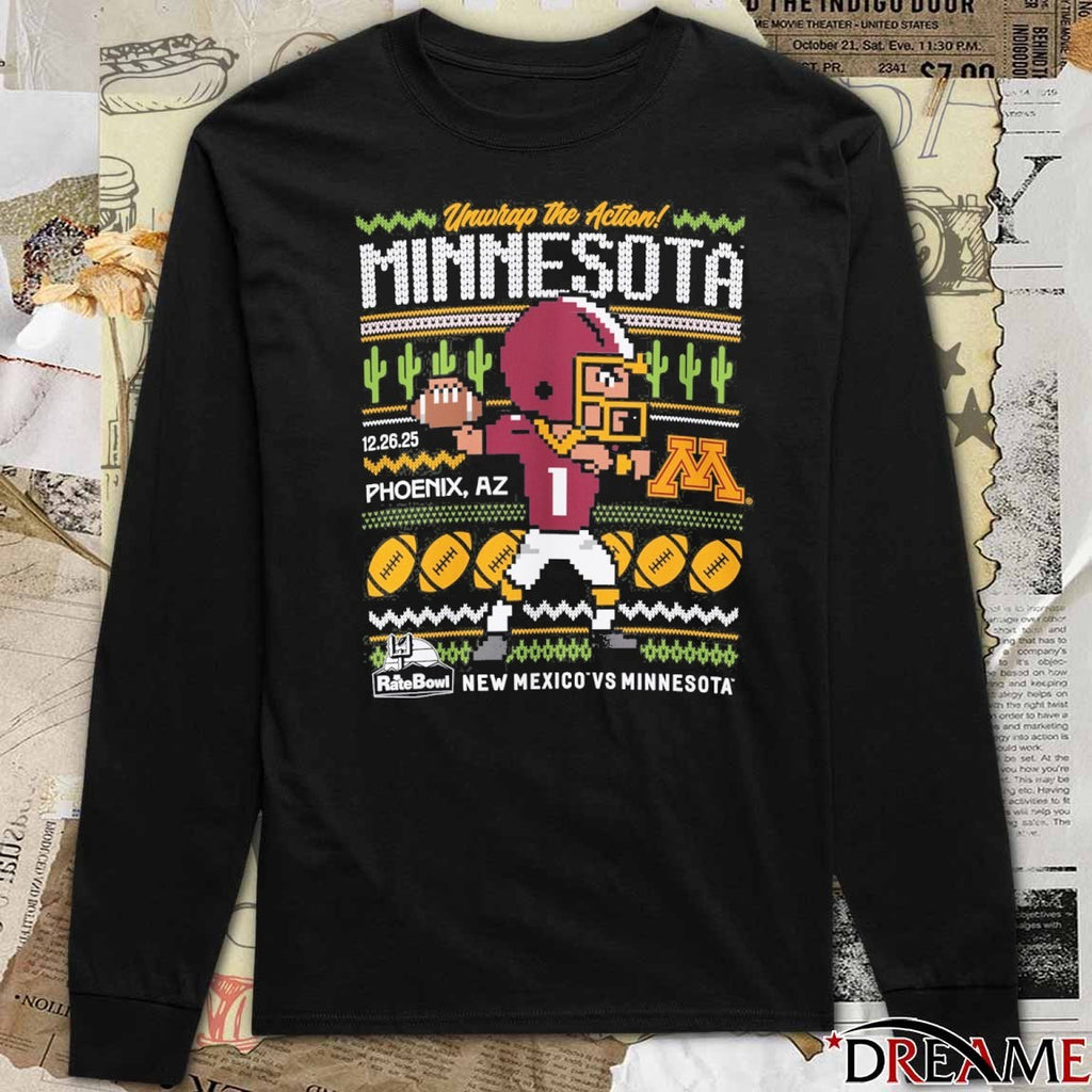 Rate Bowl 2025 Minnesota Golden Gophers 8-Pixel December 26 Phoenix AR Ugly Christmas Sweater t-shirt
