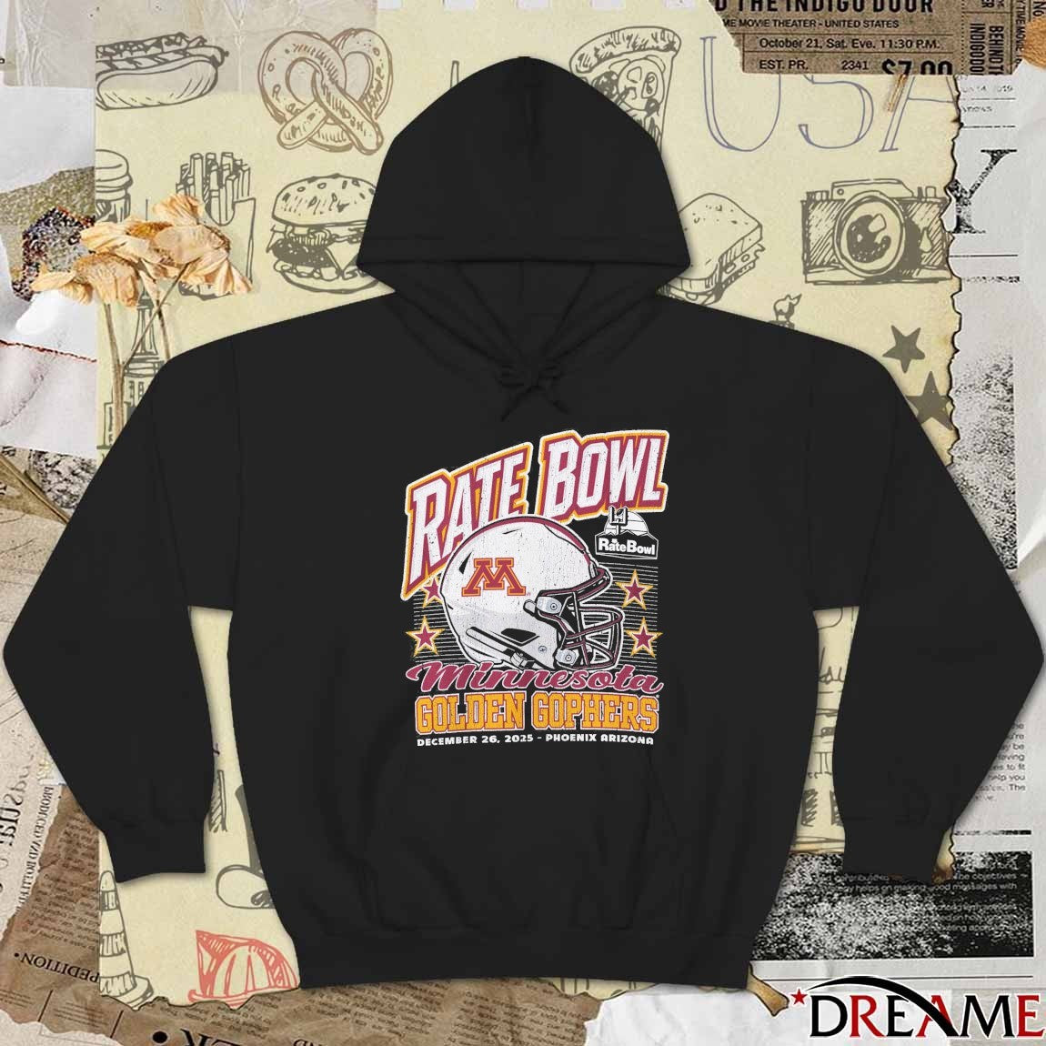 Rate Bowl 2025 University of Minnesota Golden Gophers Beveled December 26 Phoenix Arizona Vintage Helmet t-shirt
