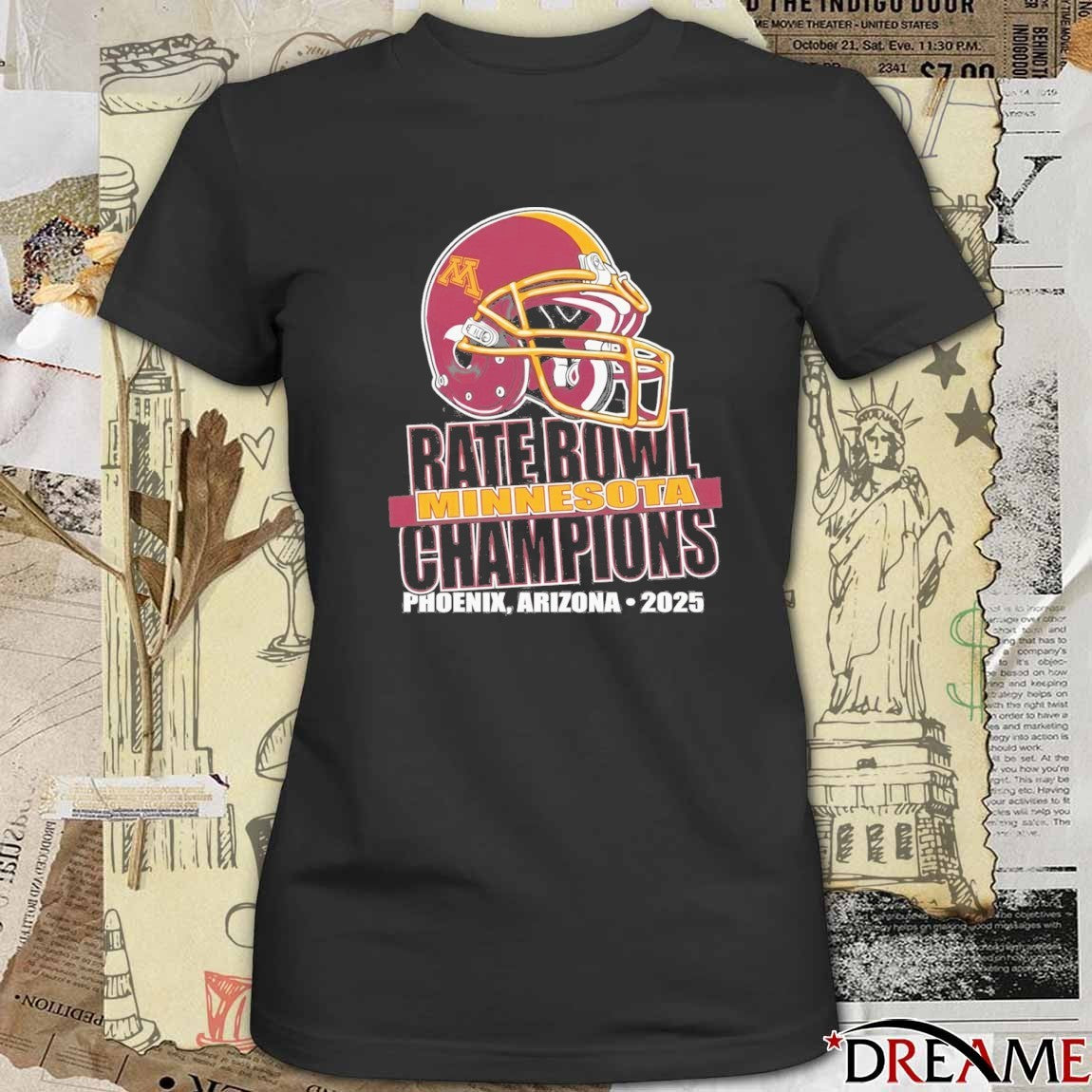 Rate Bowl 2025 University of Minnesota Golden Gophers Champs Helmet t-shirt