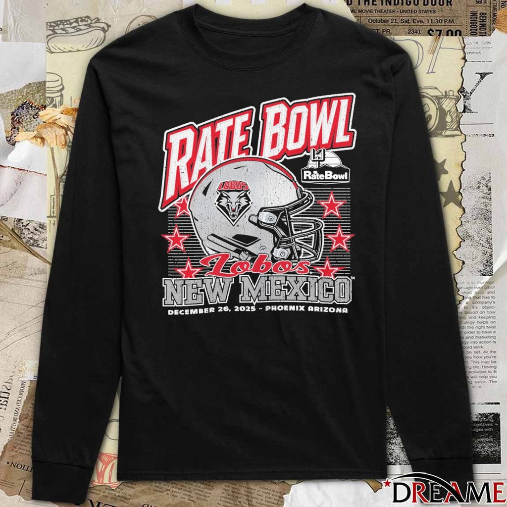 Rate Bowl 2025 University of New Mexico Lobos Beveled December 26 Phoenix Arizona Vintage Helmet t-shirt