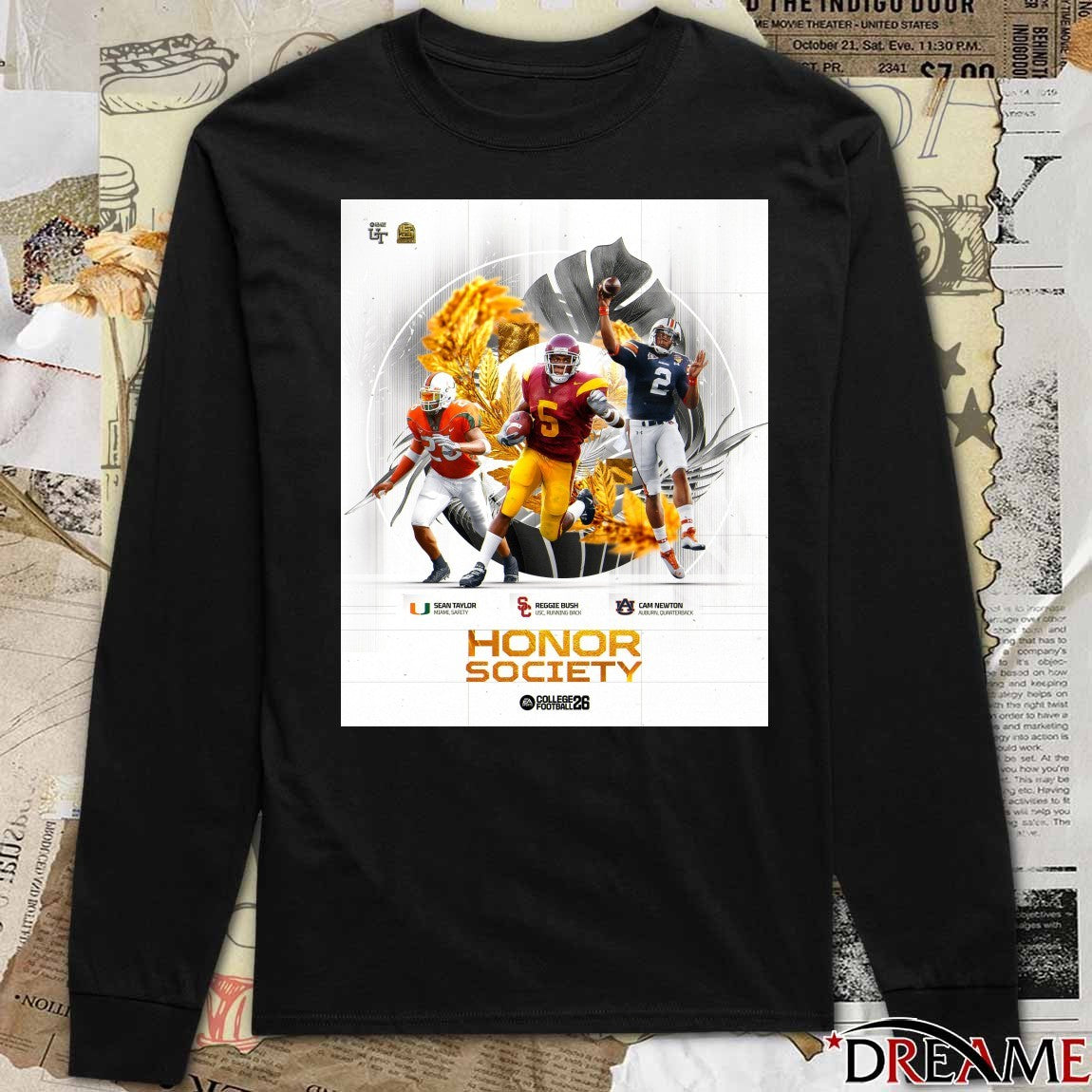 Reggie Bush, Cam Newton and Sean Taylor College Football 26 Honor Society Poster t-shirt