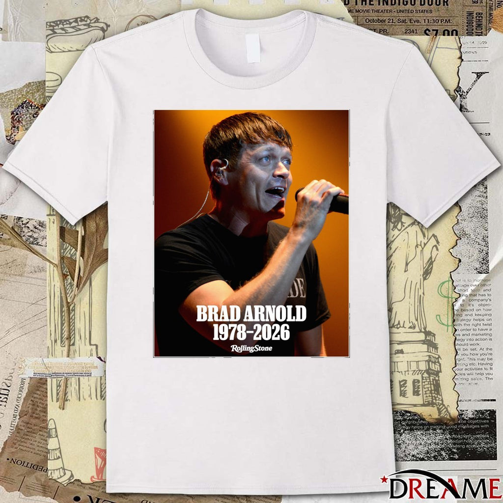 Rest In Peace Brad Arnold 3 Doors Down 1978-2026 Rolling Stone Poster t-shirt