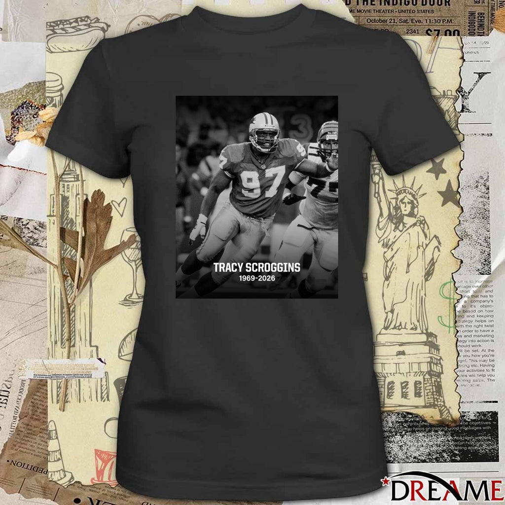 Rest In Peace Legend Tracy Scroggins 1969 – 2026 Detroit Lions Poster t-shirt