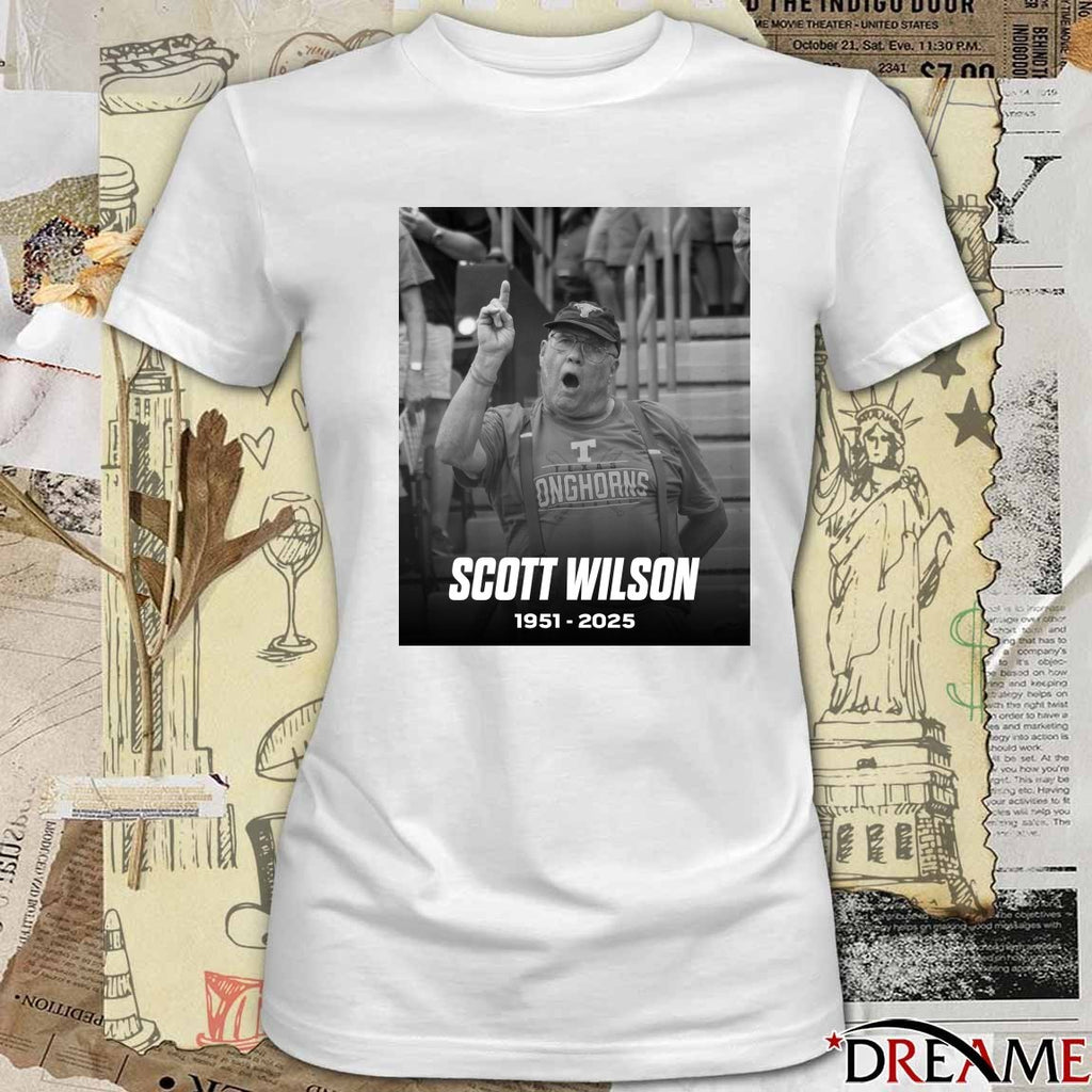 Rest In Peace Scott Wilson The Greatest Texas Fan Of All Time 1951 – 2025 Barstool Longhorn Poster t-shirt