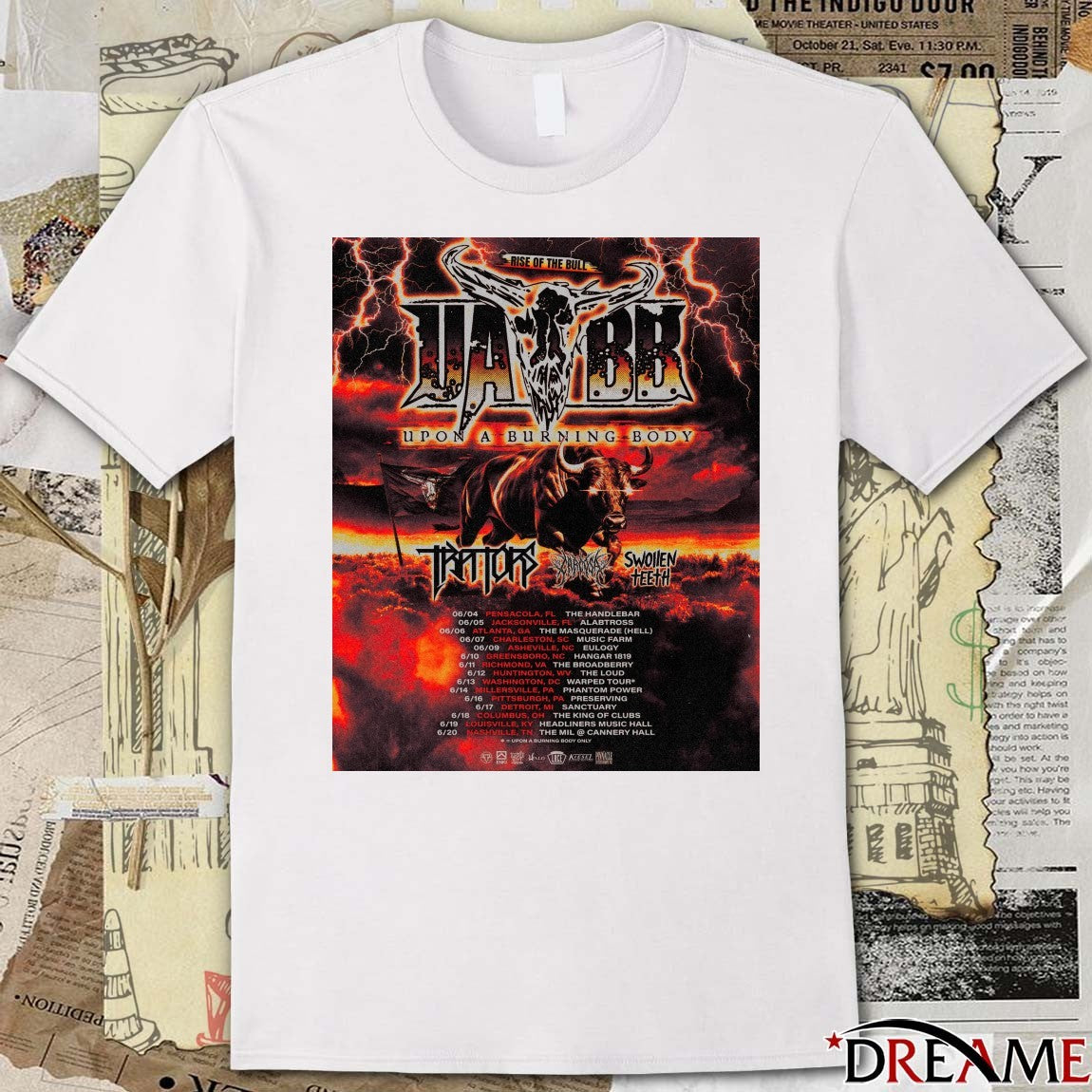 Rise Of The Bull Tour Upon a Burning Body June 4 – 20 2026 Poster t-shirt