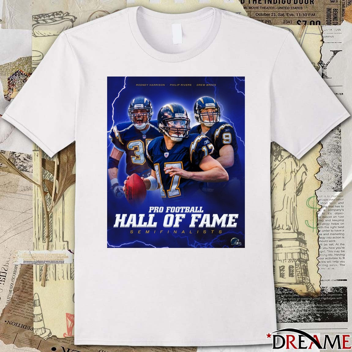 Rodney Harrison Philip Rivers Drew Brees Pro Football Hall Of Fame Semifinalists Poster t-shirt