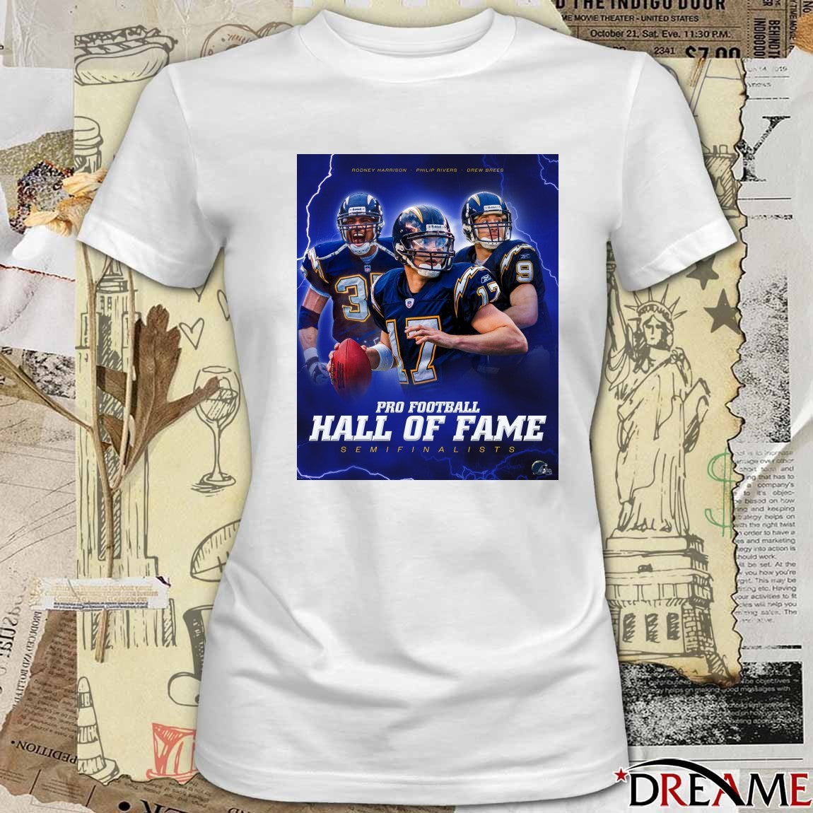 Rodney Harrison Philip Rivers Drew Brees Pro Football Hall Of Fame Semifinalists Poster t-shirt