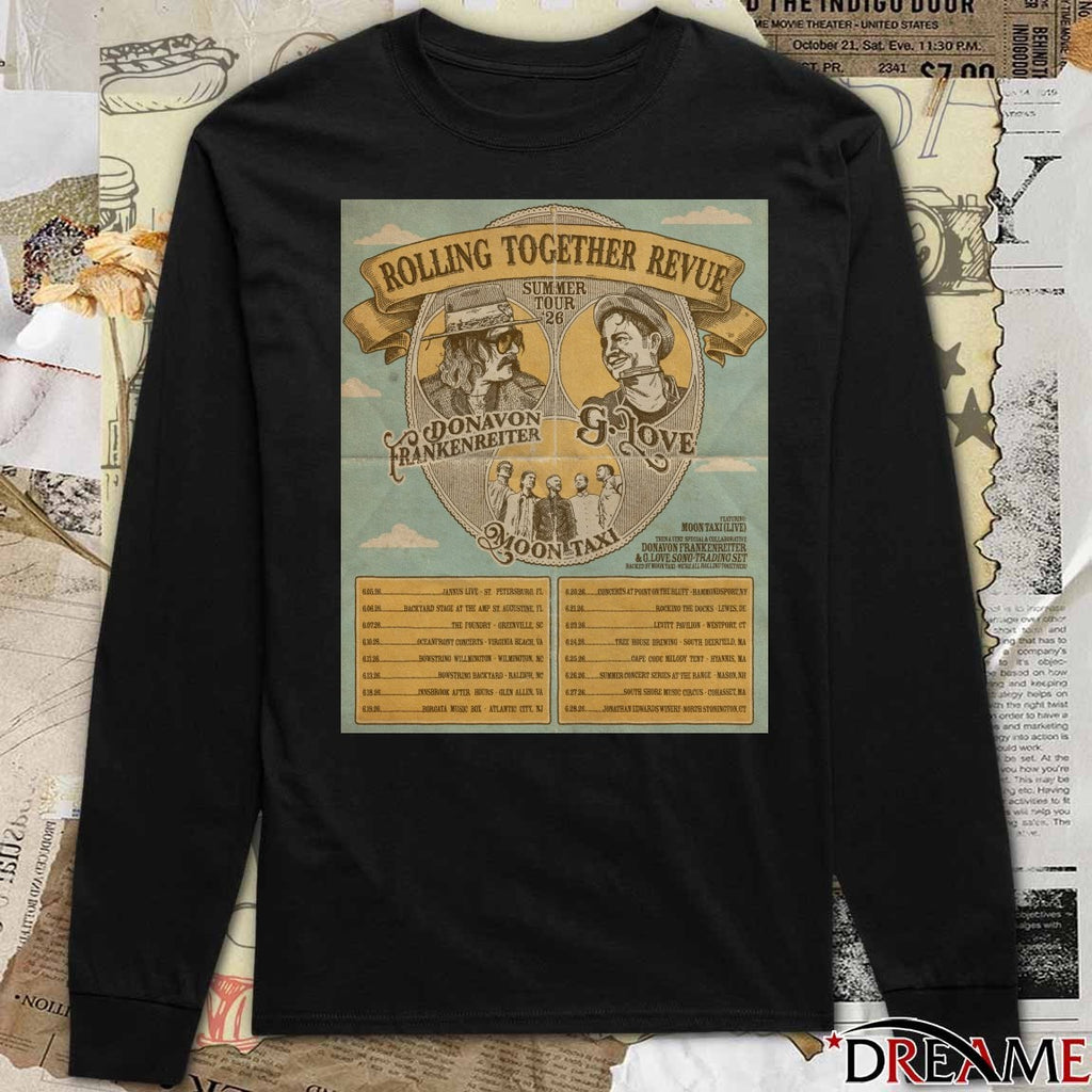 Rolling Together Revue Summer Tour 26 G. Love, Donavon Frankenreiter, and Moon Taxi Poster t-shirt