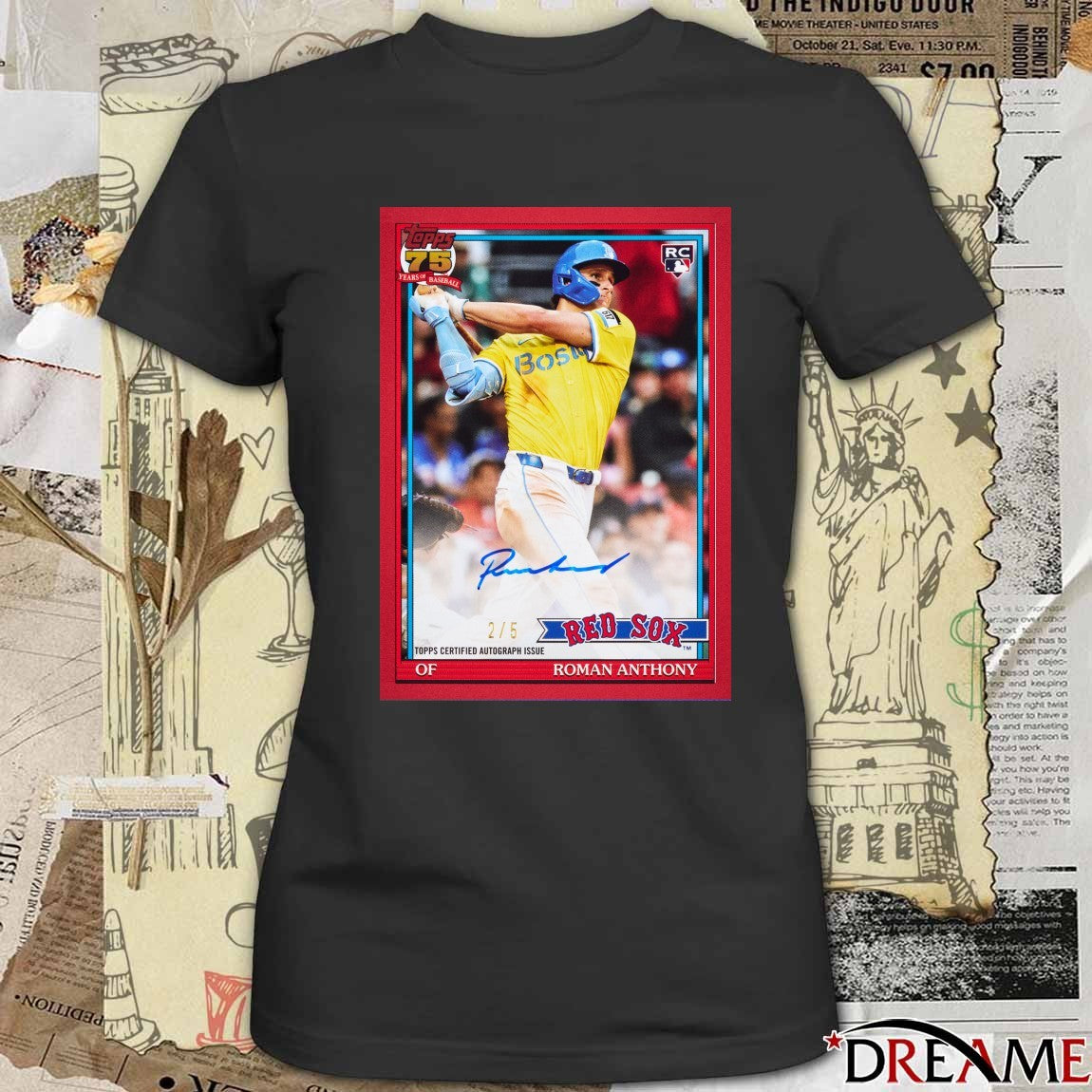 Roman Anthony Red Sox 2026 Topps Certified Autograph Issue Signature Poster t-shirt