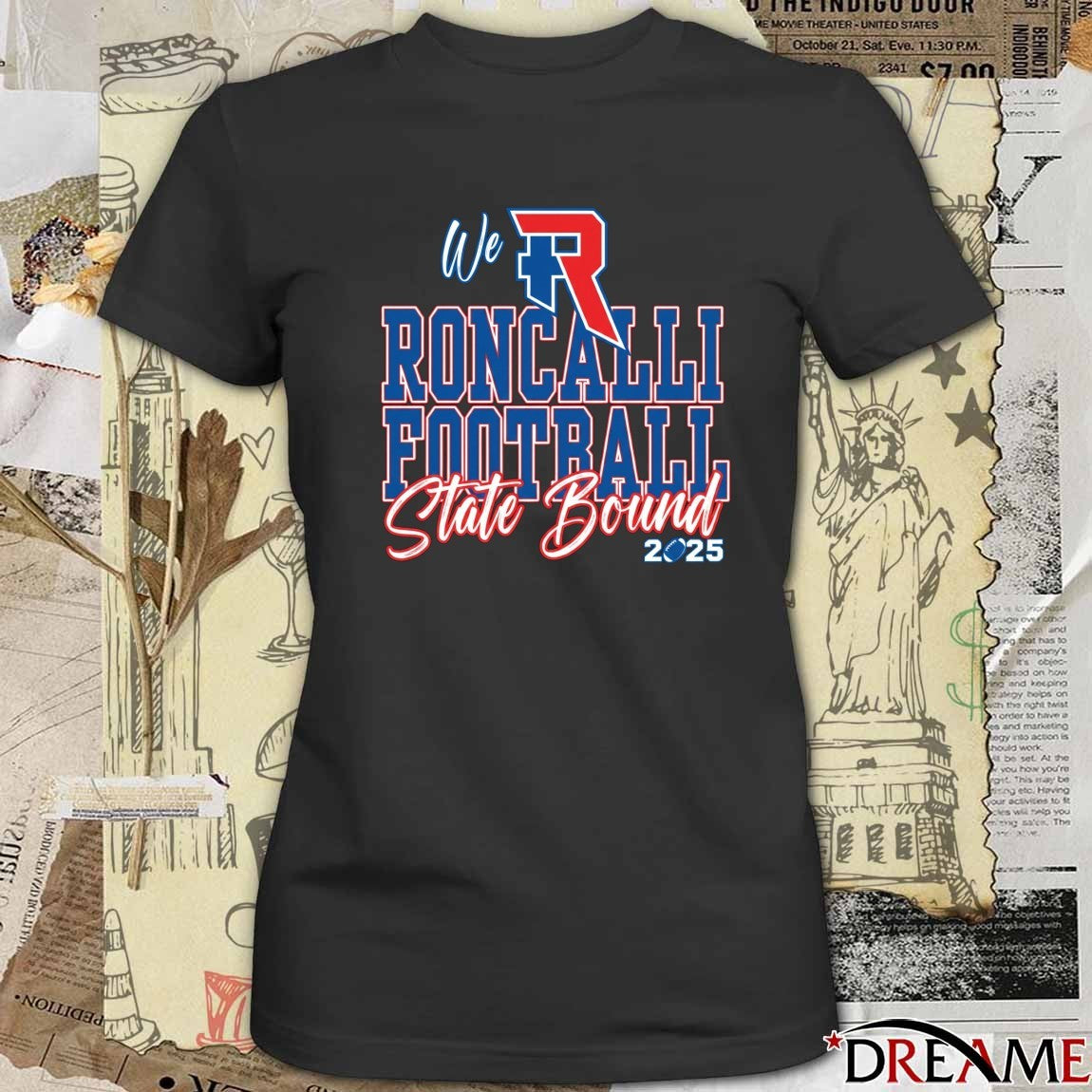 Roncalli Hs Football We Are State Bound 2025 t-shirt